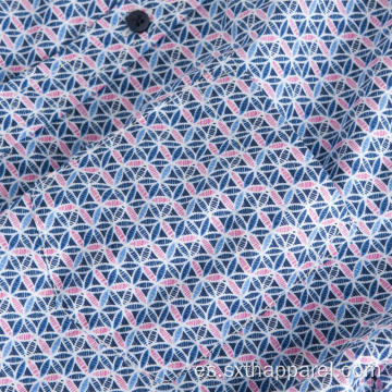 Camisa de algodón estampada de manga corta para hombre nuevo